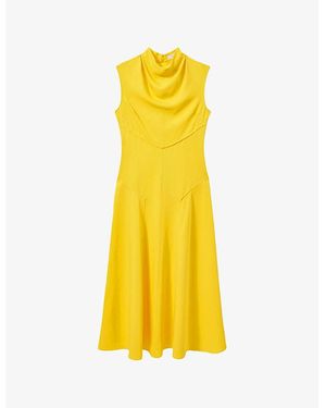 Reiss Georgia Cowl-Neck Sleeveless Stretch-Woven Midi Dress - Yellow
