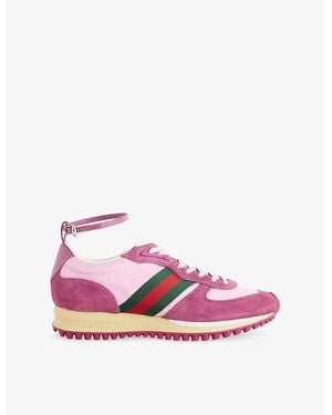 Gucci Nora Remotion Gg Suede Trainers - Pink