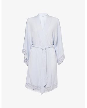 Eberjey Marry Me Mademoiselle Stretch-Modal And Lace Robe - Blue