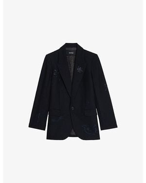 Zadig & Voltaire Vival Rhinestone-Embellished Stretch-Woven Blazer - Blue