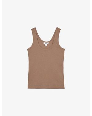 Reiss Ribbed Stretch-Cotton Vest - Brown