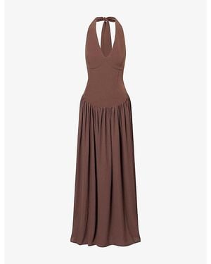 Pretty Lavish Isadora Woven Maxi Dress - Brown