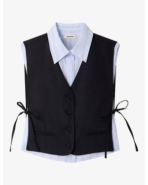 Sandro Sleeveless Two-In-One Woven Jacket - Blue