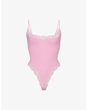 Skims Fits Everybody Lace-Trim Stretch-Woven Body - Pink