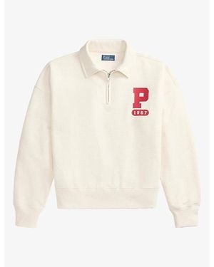 Polo Ralph Lauren Logo-Print Relaxed-Fit Cotton-Blend Sweatshirt - White