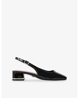 Carvela Kurt Geiger Bello Faux Patent-Leather Slingback Courts - Black