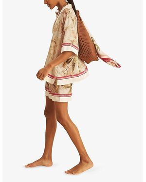 Reiss X Nygb Santana Floral Striped Woven Shorts in Natural
