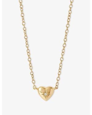 Astley Clarke Biography Mini Heart 18Ct- Plated Sterling- And Sapphire Necklace - Metallic