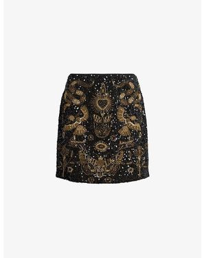 AllSaints Jamilia Mid-Rise Sequin-Embellished Mini Skirt - Black