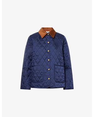 Sporty & Rich Crest Embroidered-Logo Quilted Jacket - Blue