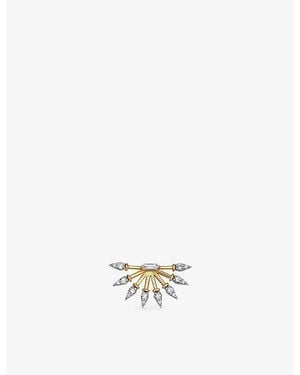 Kismet by Milka Curvature 0.04Ct Baguette-Diamond And 0.15Ct Diamond Stud Earring - Metallic