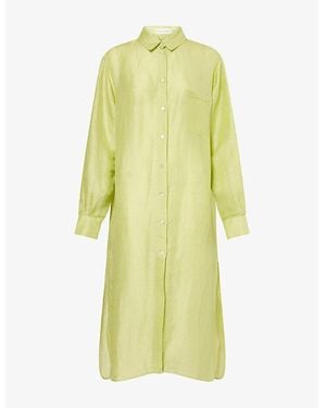 Olivia Von Halle Phoebe Silk-Linen Shirt Dress - Yellow