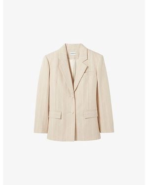 Claudie Pierlot Striped Single-Breasted Woven Blazer - Natural