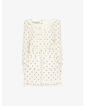 Alessandra Rich Printed Scoop-Neck Silk Mini Dress - White