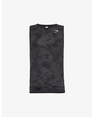 GYMSHARK Geo Seamless Logo-Print Polyester-Blend Tank Top - Black