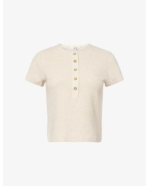 ME+EM Waffle Short-Sleeve Cotton Top - Natural