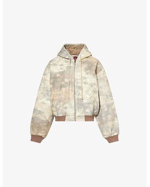 PRAYING Star-Print Hooded Cotton Bomber Jacket - Natural