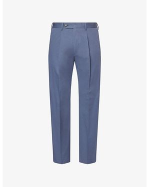 Paul Smith Regular-Fit Tapered-Leg Stretch-Cotton Trousers - Blue
