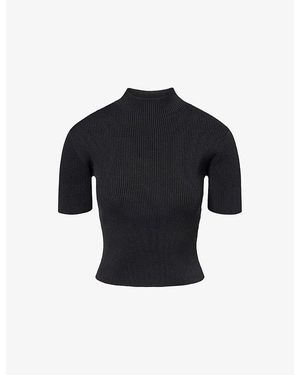 CFCL High-Neck Short-Sleeve Knitted Top - Blue