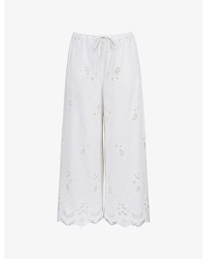 House Of Cb Mirea Wide-Leg Cotton Trousers Xs (A-C Cup) - White