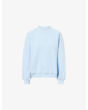 The Couture Club Raised Emblem Round-Neck Cotton-Jersey Sweatshirt - Blue