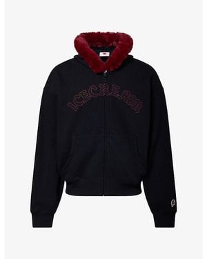 ICECREAM Gothic Faux-Fur Cotton Hoodie - Blue