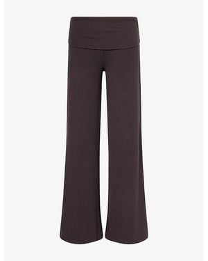 WE Are Tala 365 Rib Folded-Waist Flared Jersey Pants - Brown