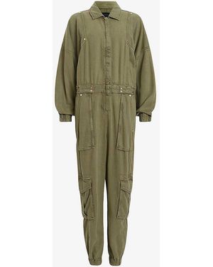 AllSaints Frieda Patch-pocket Relaxed-fit Lyocell Jumpsuit - Green