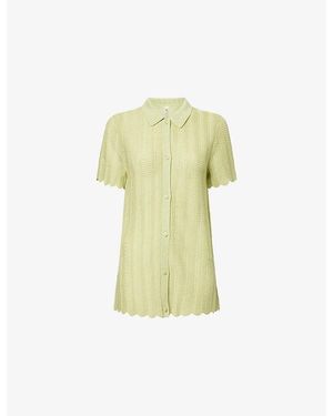 Devon Windsor Irene Open-Knit Shirt - Yellow