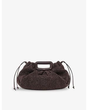 Maje Mipli Bouclé-Effect Woven Clutch Bag - Brown