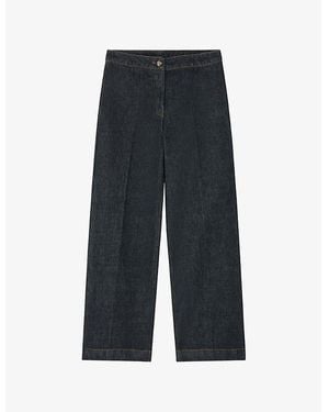 LK Bennett Ami Wide-Leg High-Rise Denim Trousers - Grey