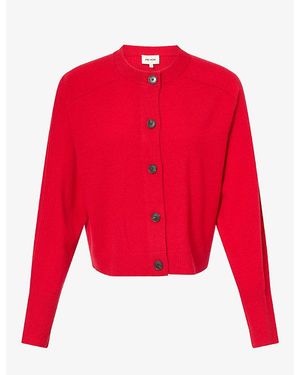 ME+EM Cropped Wool-Blend Cardigan - Red
