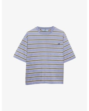 Prada Stripe Short-Sleeve Cotton-Jersey T-Shirt - Blue