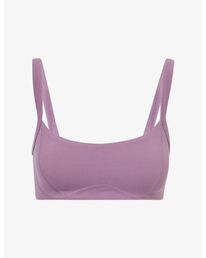 BO+TEE Soft Active Seam-Detail Sports Bra - Purple