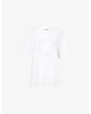 Stella McCartney Stud-Logo Boyfriend Cotton-Jersey T-Shirt - White