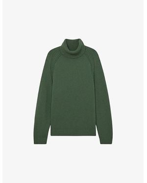 Reiss Stratus Ridge-Seam Roll-Neck Wool-Blend Knitted Jumper - Green