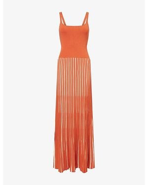 4th & Reckless Juliana Contrast-Pleat Knitted-Woven Maxi Dress - Orange