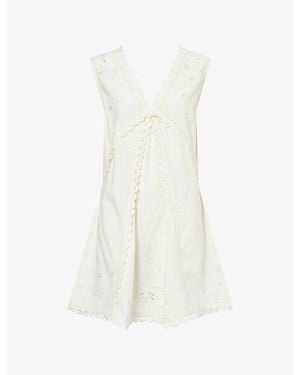 Skall Studio Talia Embroidered Cotton Mini Dress - White