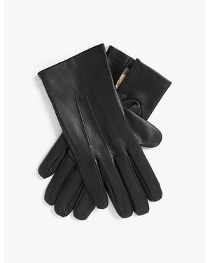 Dents Hand-Stitched Silk-Lined Leather Gloves - Black