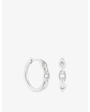 Astrid & Miyu Link Hardware-Plated Sterling- Hoop Earrings - White