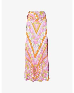 PUCCI Printed Satin-Jersey Maxi Skirt - Pink