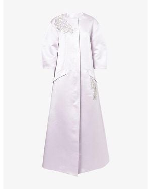 Huishan Zhang Prudence Crystal-Embellished Satin Coat - Purple