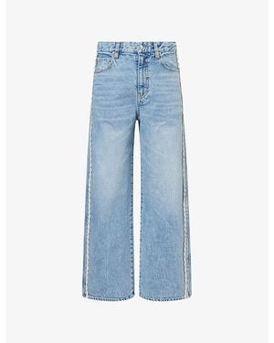 FRAME The Crochet Bow Crop Cotton Denim Jeans - Blue