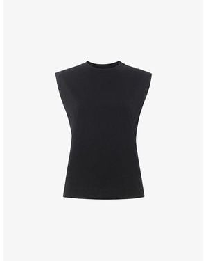 Whistles Edie Round-Neck Sleeveless Cotton Vest - Blue