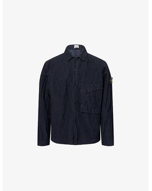 Stone Island Wrinkled Corduroy Cotton-Blend Shirt - Blue