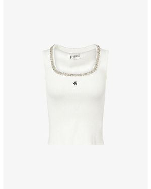 4th & Reckless Dixie Embellished-Neckline Knitted Top - White
