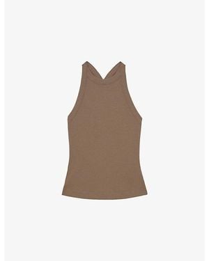 Reiss Lolana Rib Racerback Cotton-Jersey Vest Top - Brown