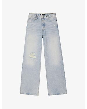 The Kooples Distressed Straight-Leg High-Rise Jeans - Blue