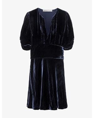 AllSaints Ena V-Neck Velvet Mini Dress - Black