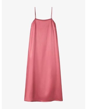 JOSEPH Agnes Square-Neck Silk Midi Dress - Pink